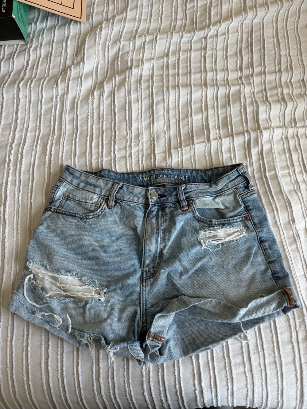 American Eagle Outfitters Light Wash Distressed Denim Shorts